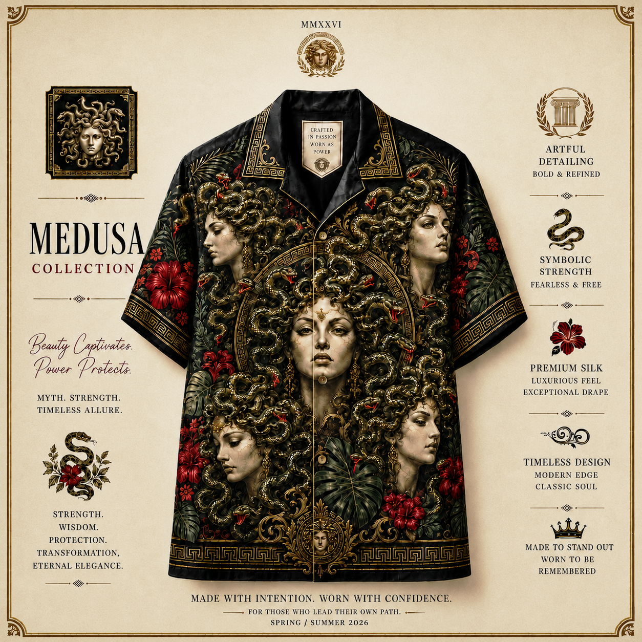 Áo Hawaii Medusa Myth