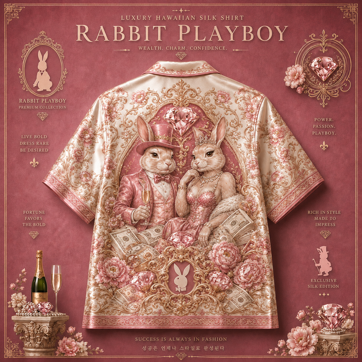 Áo Hawaii Thỏ Hồng Playboy 2