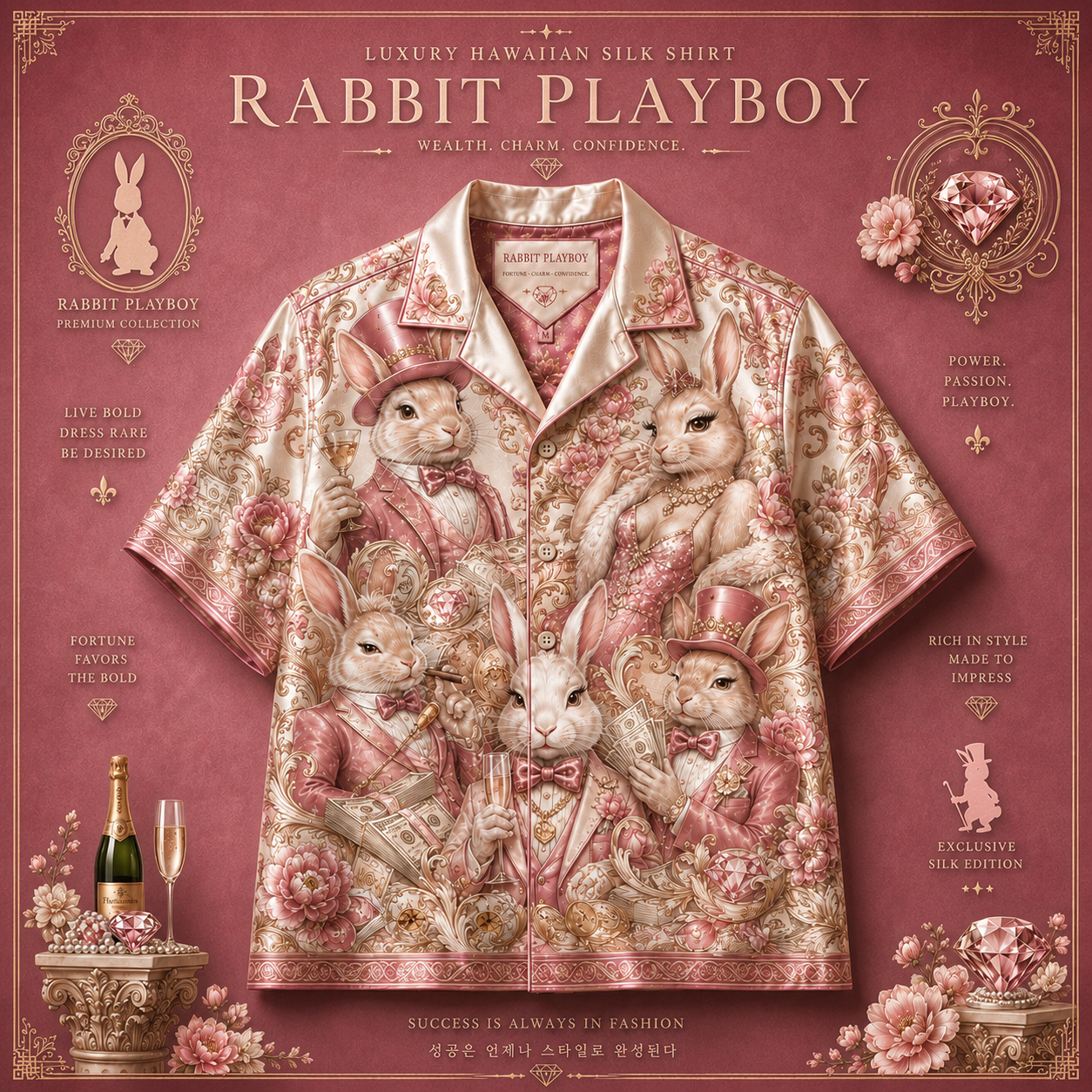 Áo Hawaii Thỏ Hồng Playboy