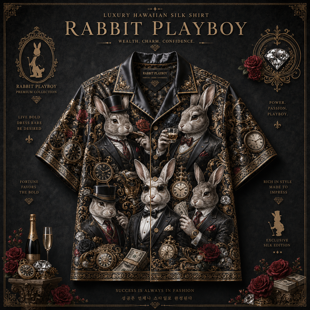 Áo Hawaii Thỏ Đen Playboy