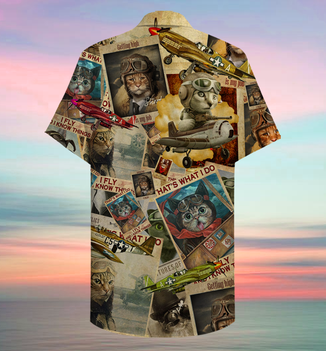 Áo Hawaii Mèo Phi Công Vintage 2